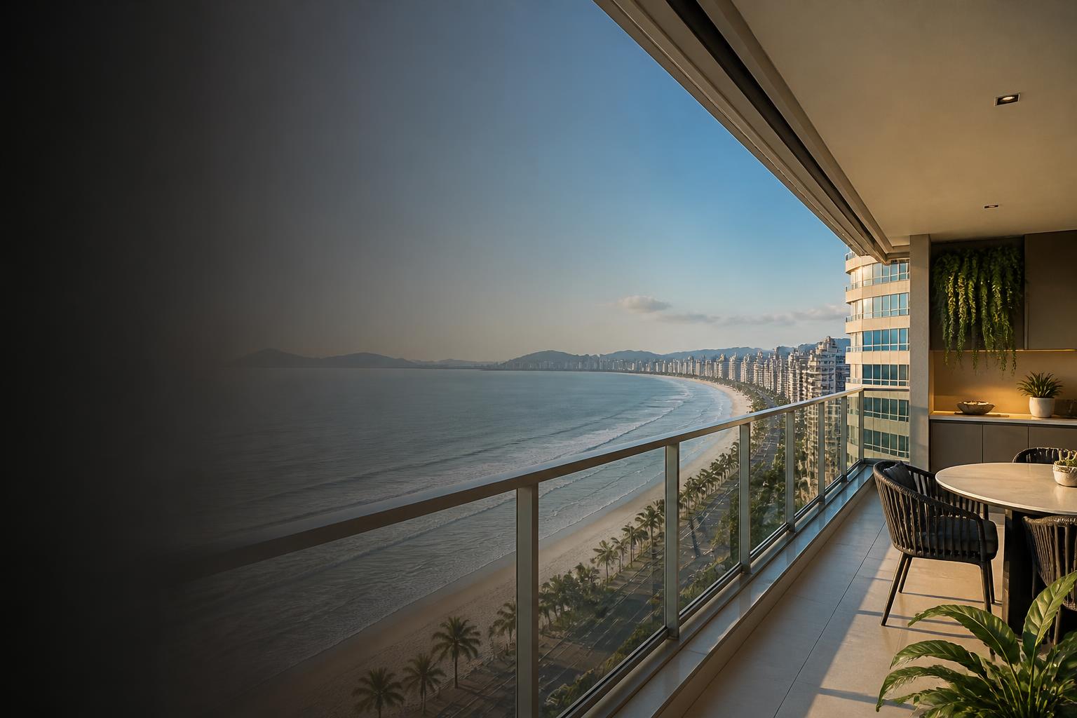 Vista do litoral de Praia Grande a partir de um apartamento